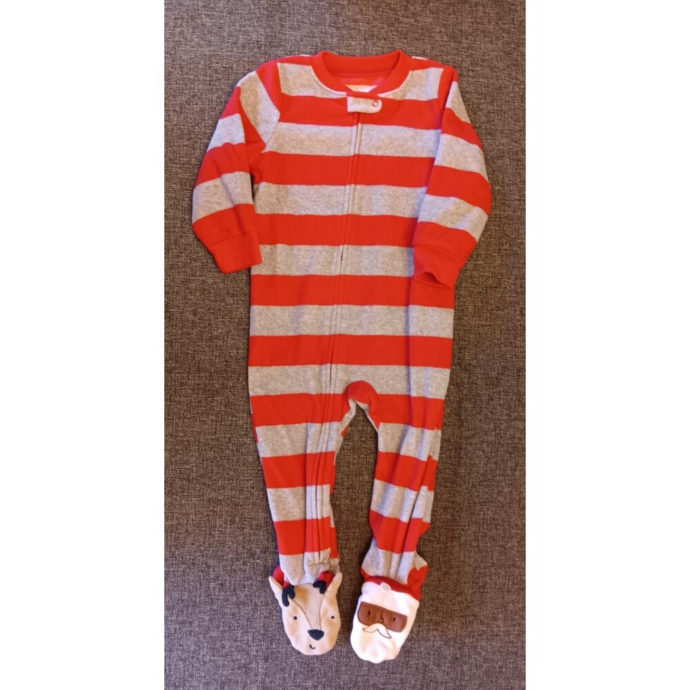 pajamas 18 Months New Carters Christmas Red Fleece sleeper Santa Holiday Deer
